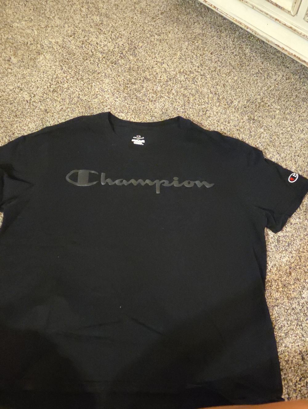 Champion Black Short Sleeve Logo Crew Tee